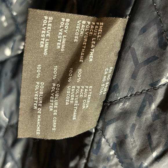 MARC NEW YORK Sz L Jacket by Andre Marc Pebbled Vegan Leather Lined Dark Blue - Picture 8 of 12